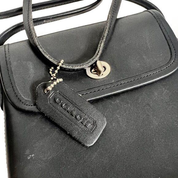 Vintage Coach Black Leather Nickel Tango 9049 - Picture 2 of 5
